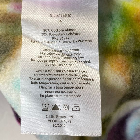 Pink Floyd Hoodie Mens Size Medium Multicolor Tie Dye Dark Side of the Moon NWT - Picture 10 of 14